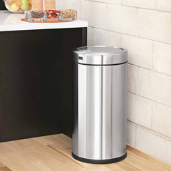 55L swing top bin - lifestyle in cafe