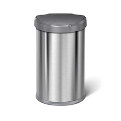 45L semi-round sensor bin - brushed finish plastic lid - front view image