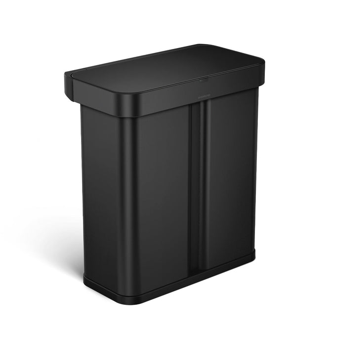 58 litre dual compartment rectangular sensor bin with voice and motion control